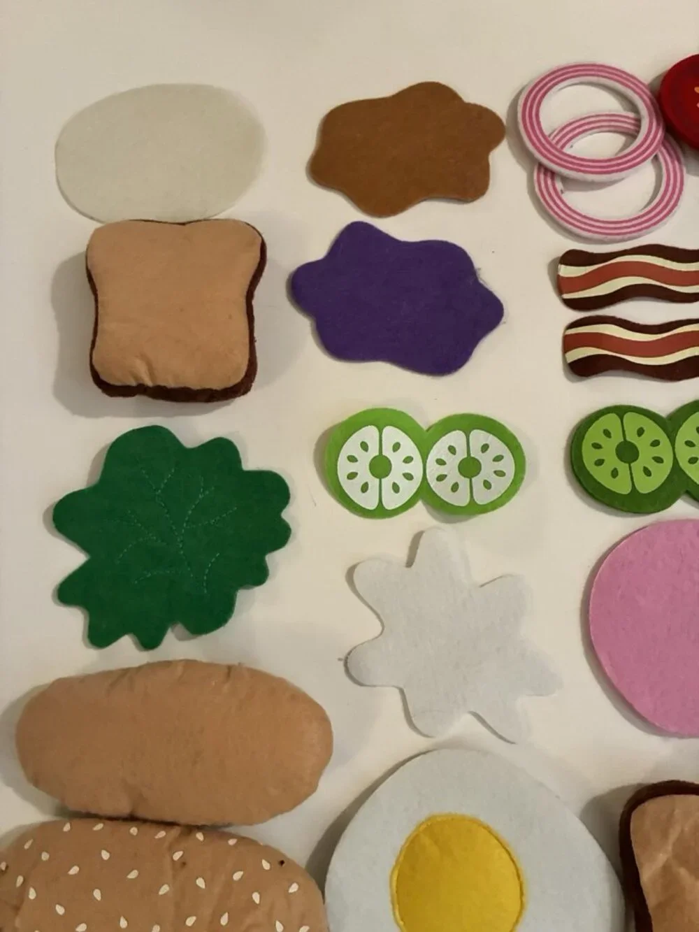 Felt Play Food Sandwich Burger Breakfast Lunch Pretend Kitchen Toy Lot 37 Pc